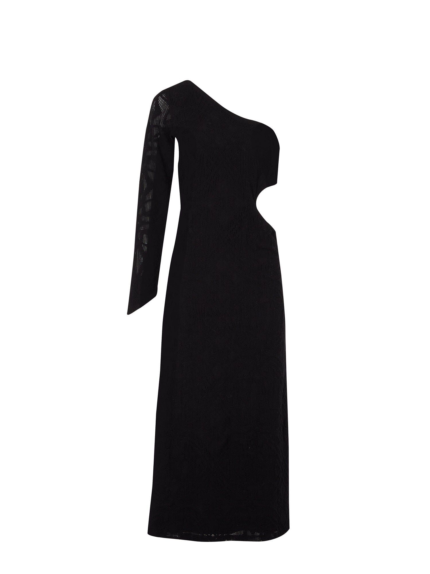 PROPRIANO - Asymmetrical lace openwork maxi dress Black Dress Fête Impériale