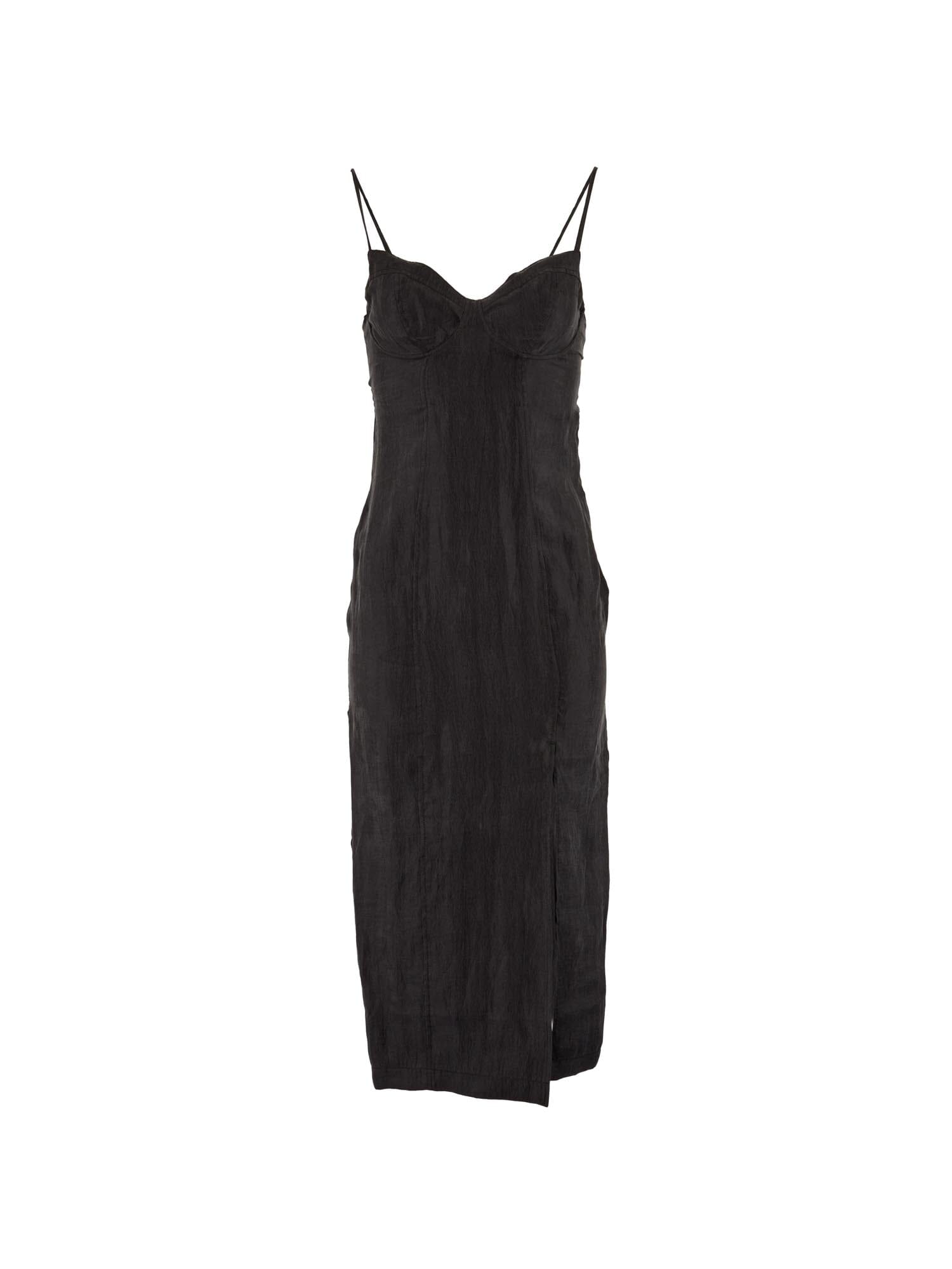 RAPHAELLE - Strapless slit maxi dress in organic tencel FSC Noir Top Fête Impériale