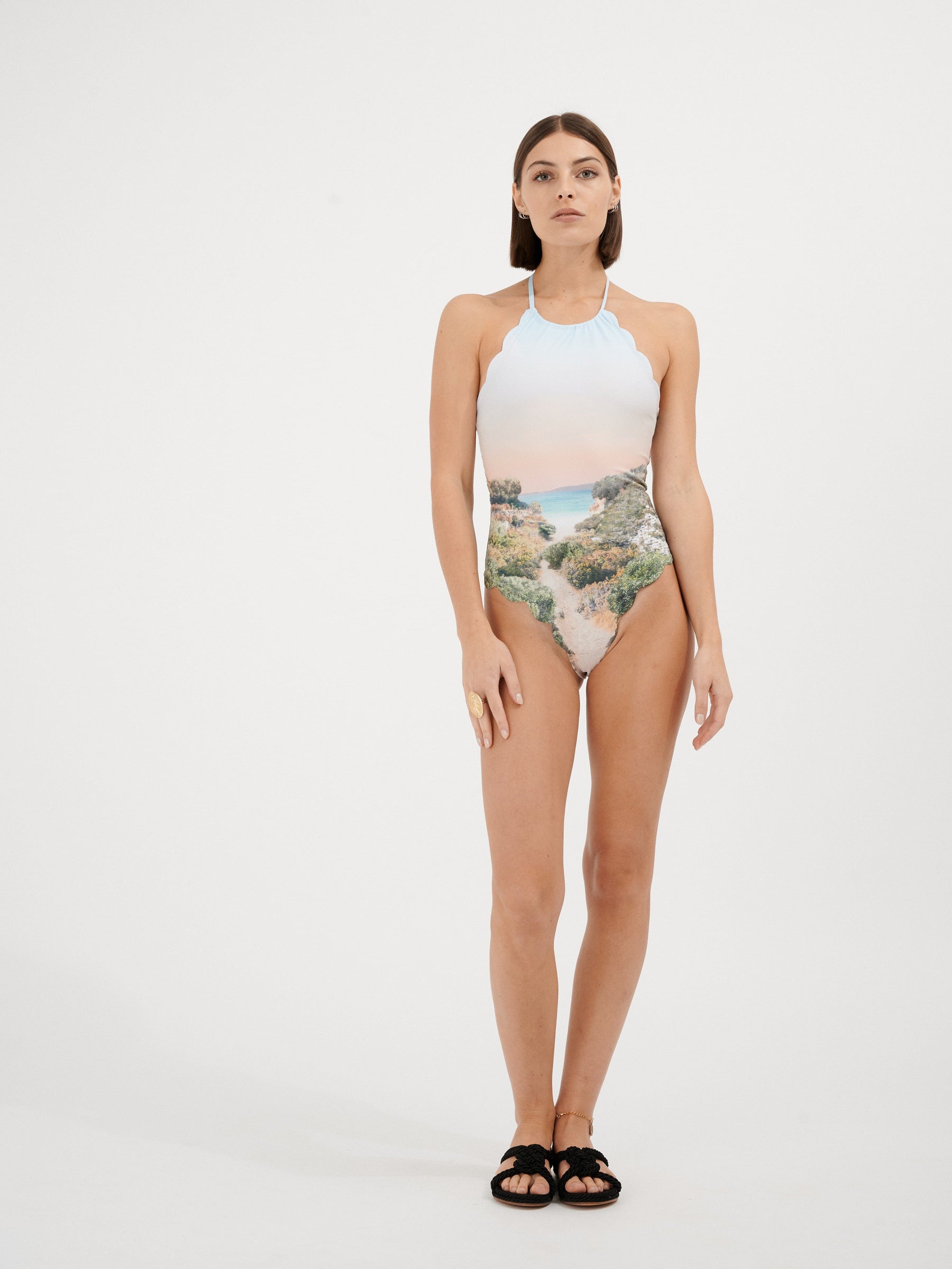 ROSA - 1-piece swimsuit with printed petal edges Small Corsica Swimsuit Fête Impériale