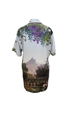 ROSERAIE - Short-sleeved printed silk crepe shirt Jardin Suspendu Shirt Fête Impériale