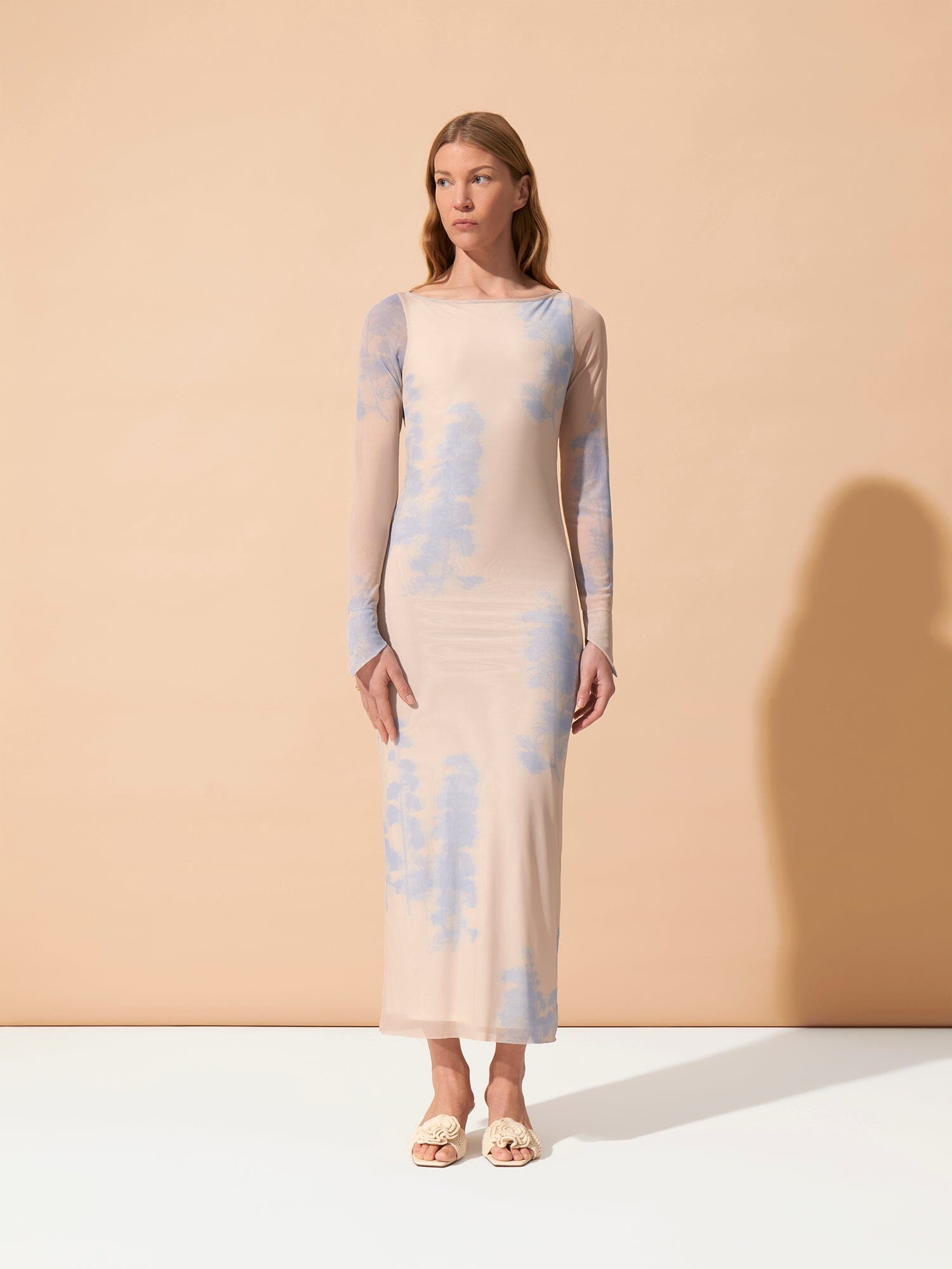 SARTENE - Long-sleeved tube dress in Oeko-Tex Abstract Ice Melt printed tulle Dress Fête Impériale