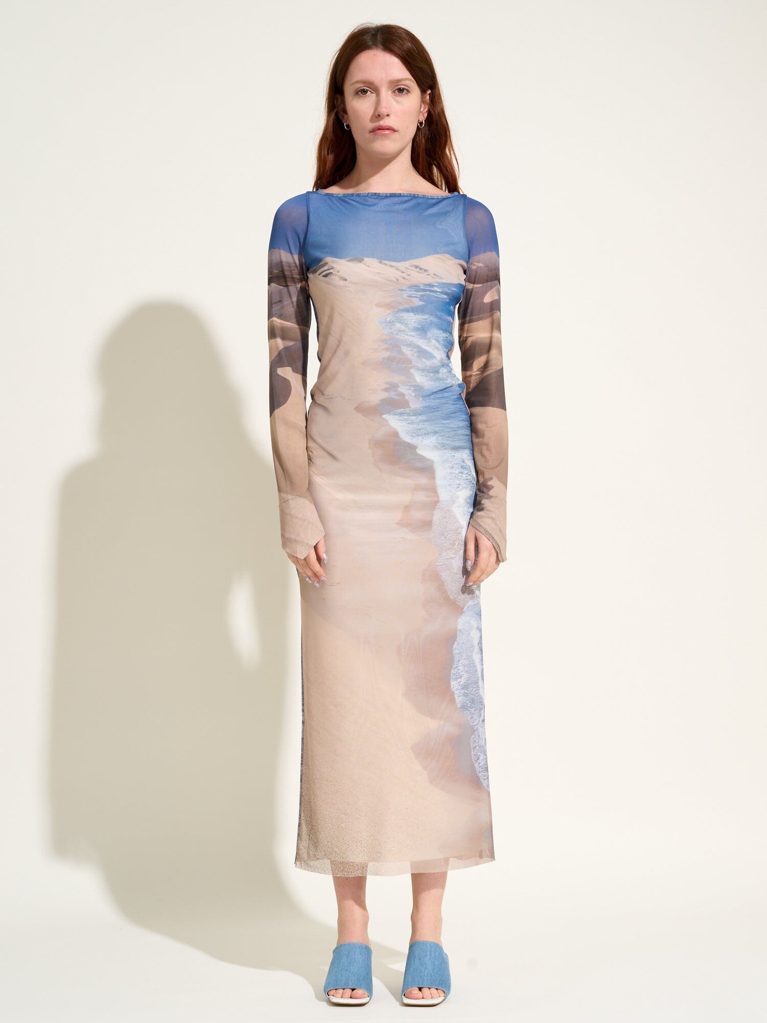 SARTENE - Long-sleeved tube dress in Oeko-Tex Pelican Bay print tulle Dress Fête Impériale