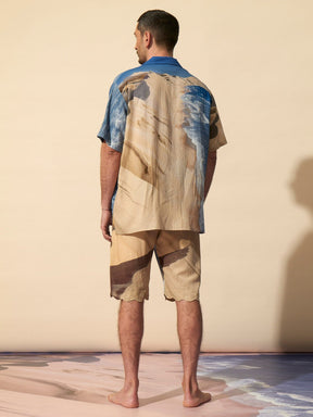 SCANDALE - Unisex oversized short-sleeved viscose shirt Linen  Pelican Bay print Shirt Fête Impériale