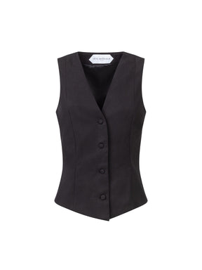 SHILI - Sleeveless button-down vest in tencel Black Top Fête Impériale