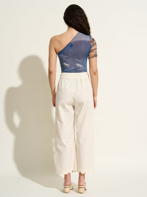 TAIWO - Asymmetrical bodysuit in Oeko-Tex stretch tulle with Pelican Bay Body print Fête Impériale