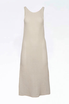 TELLIER - Fitted midi dress in Caudry mesh Ecru Dress Fête Impériale