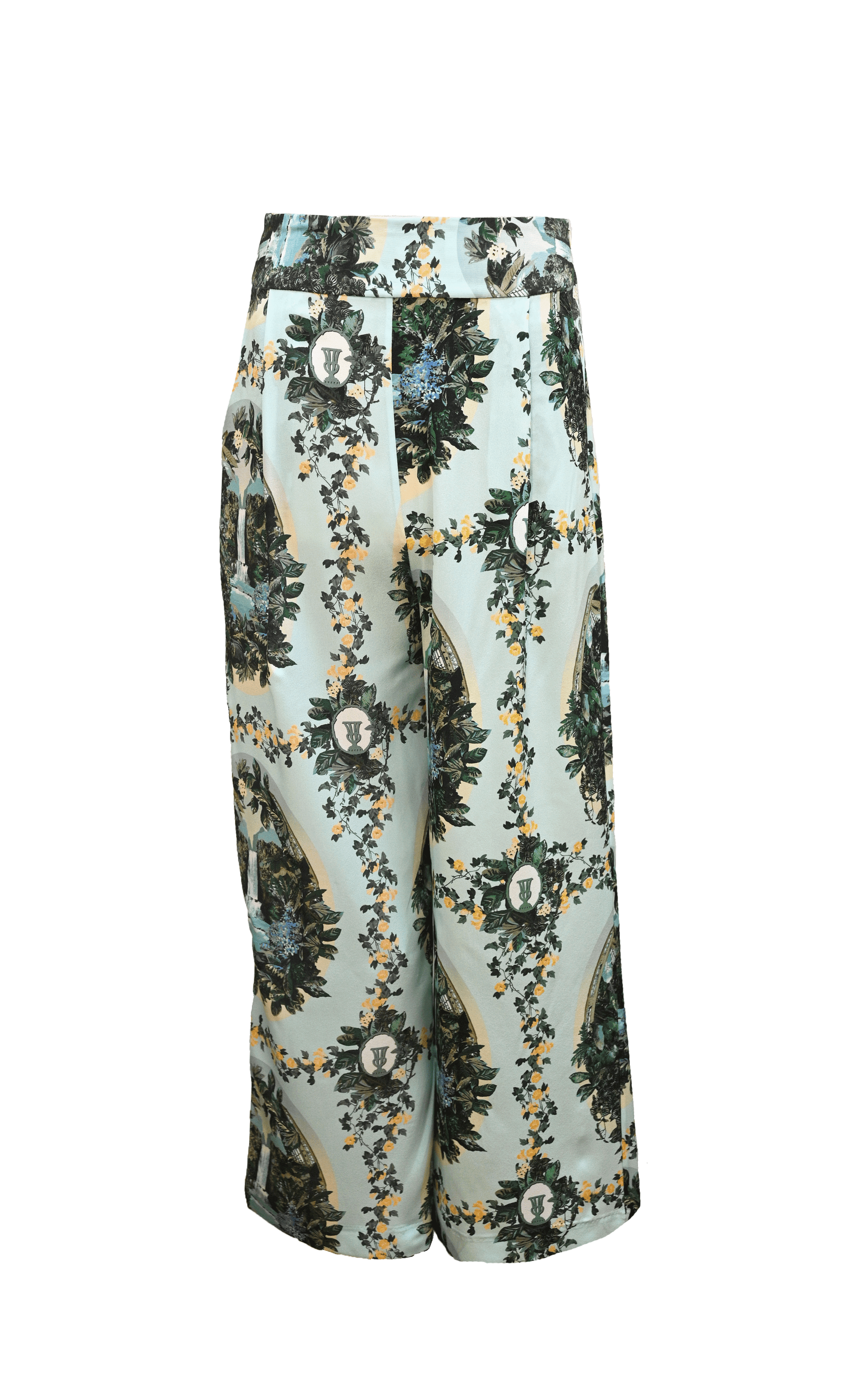 ULYSSE - Printed silk crepe high-waisted pleated pants Grande Cascade Pants Fête Impériale