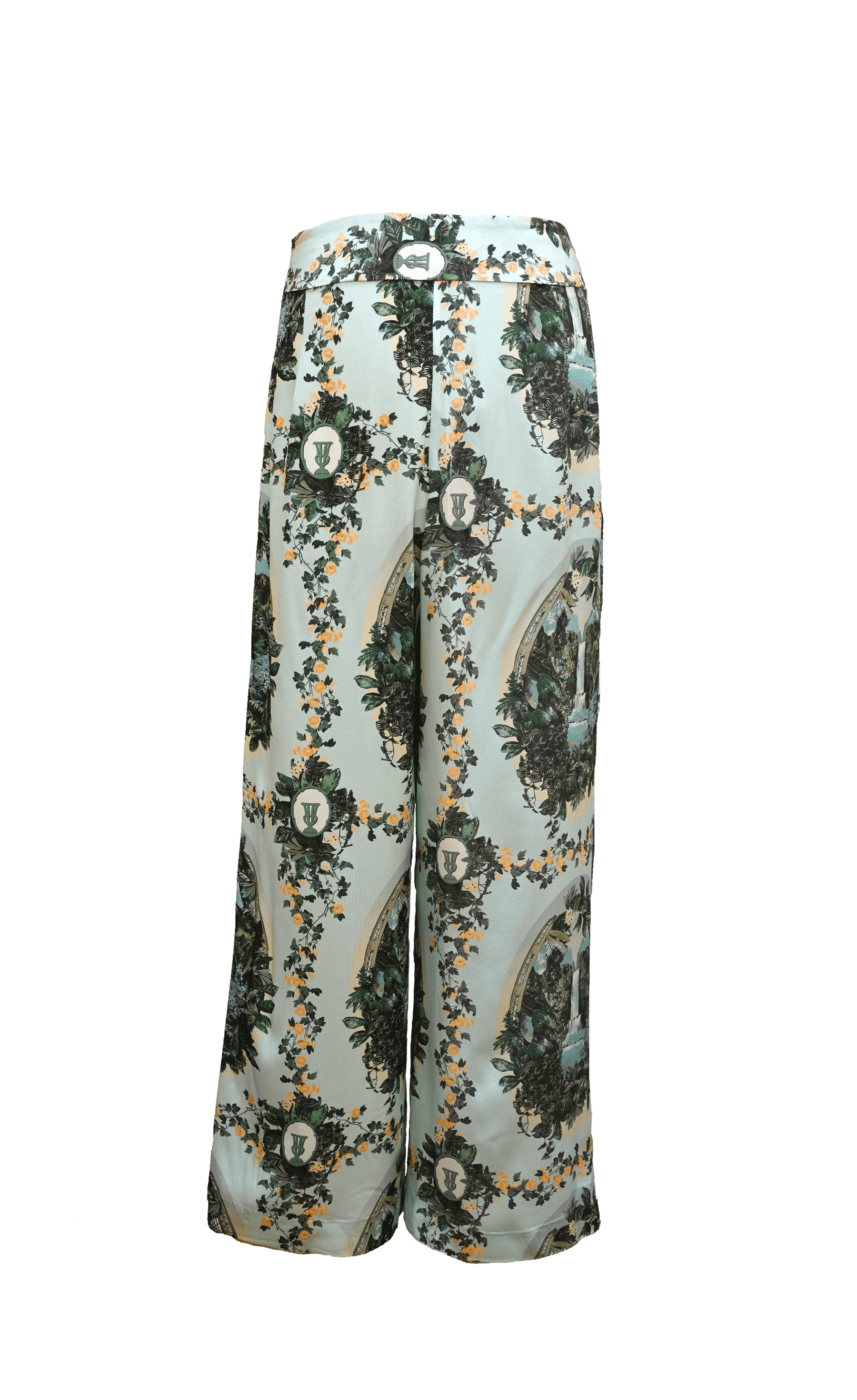 ULYSSE - Printed silk crepe high-waisted pleated pants Grande Cascade Pants Fête Impériale
