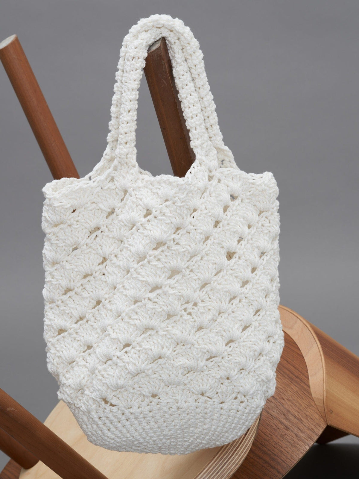 VOLOS - Openwork Shopping Bag in Cotton White Bag Fête Impériale