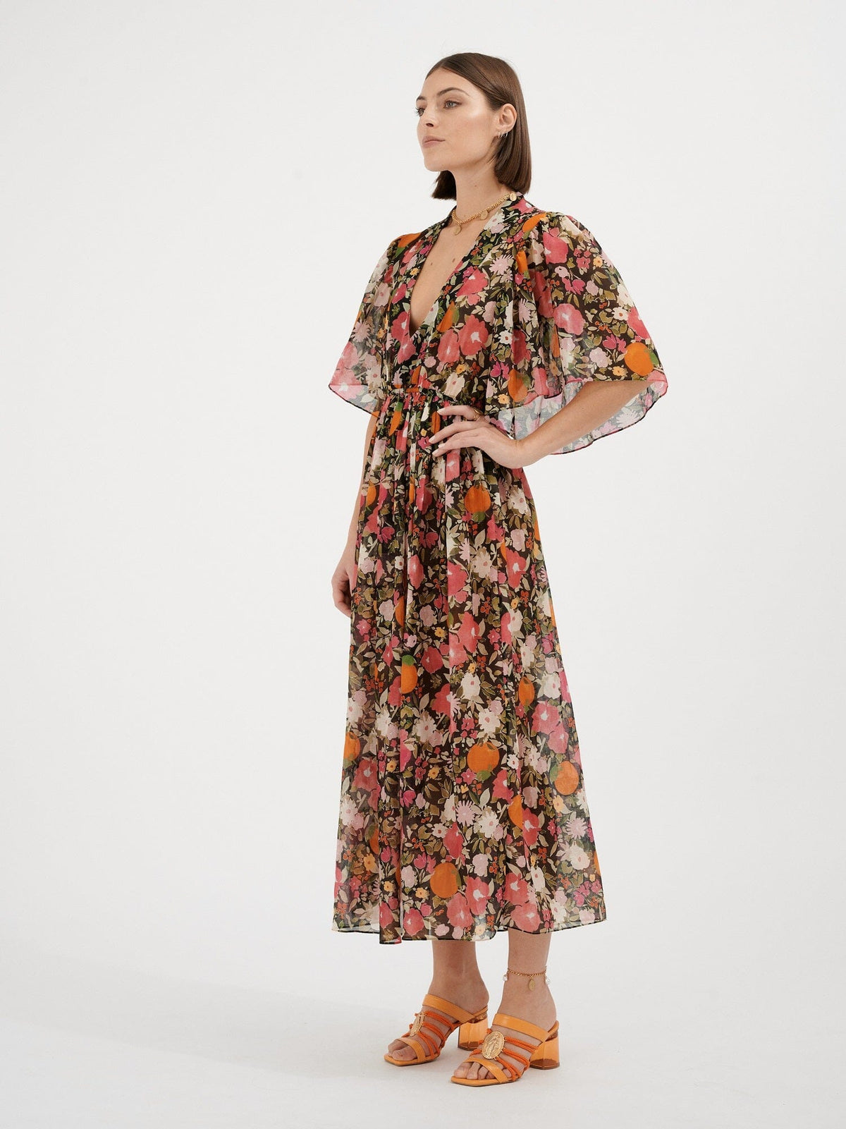 ZICAVO - Steamy Maxi Dress in Cotton and Printed Silk Immortelles Dress Fête Impériale