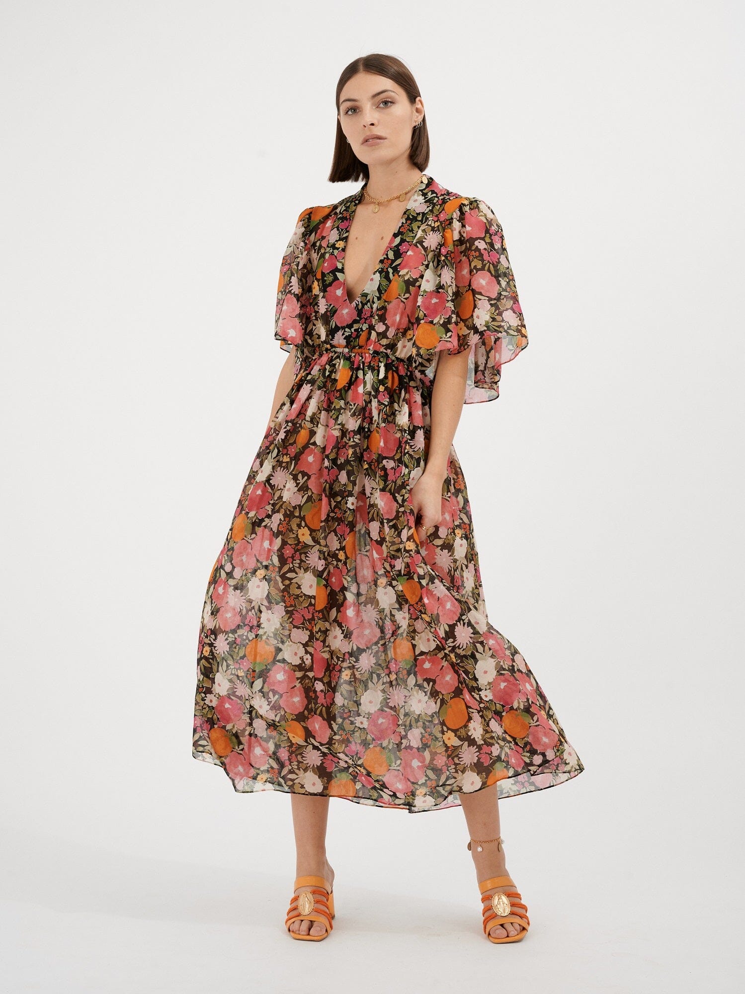 ZICAVO - Steamy Maxi Dress in Cotton and Printed Silk Immortelles Dress Fête Impériale